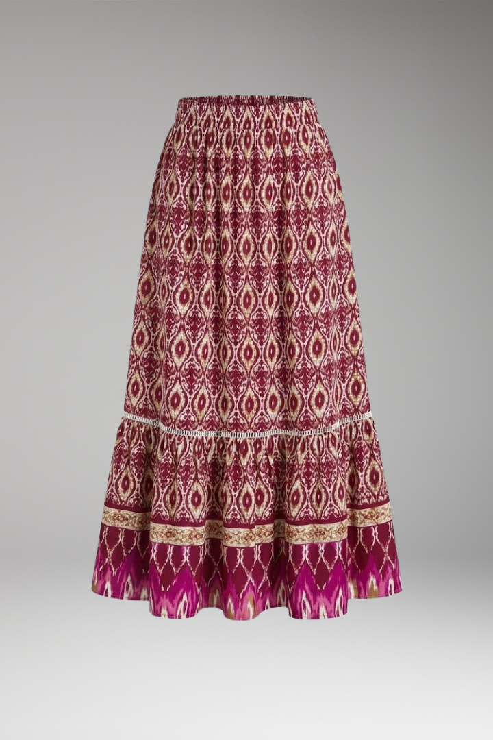 Women's Maxi Skirt with High-Waist and Tiered Layers
