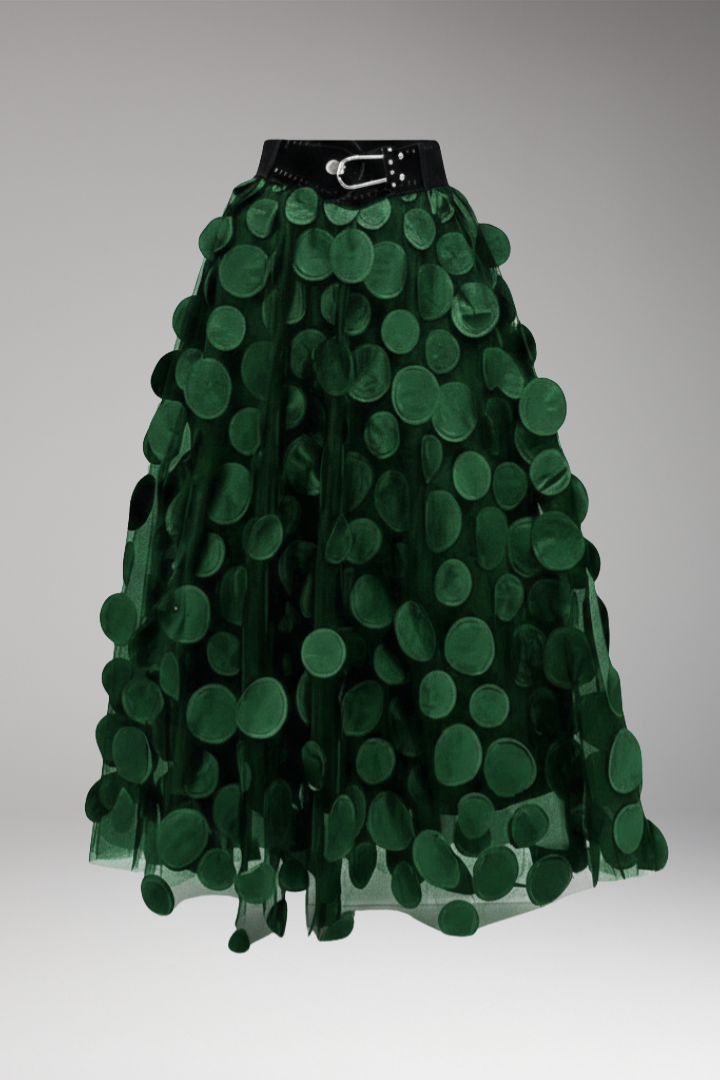 Women's Maxi Skirt with Waistband and Dot Appliqu's