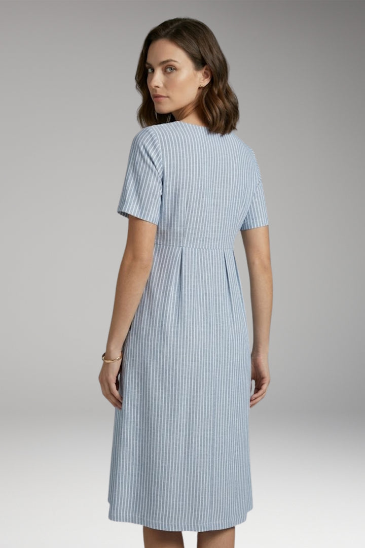 Women's Midi Dress with Button Detail and Side Pockets