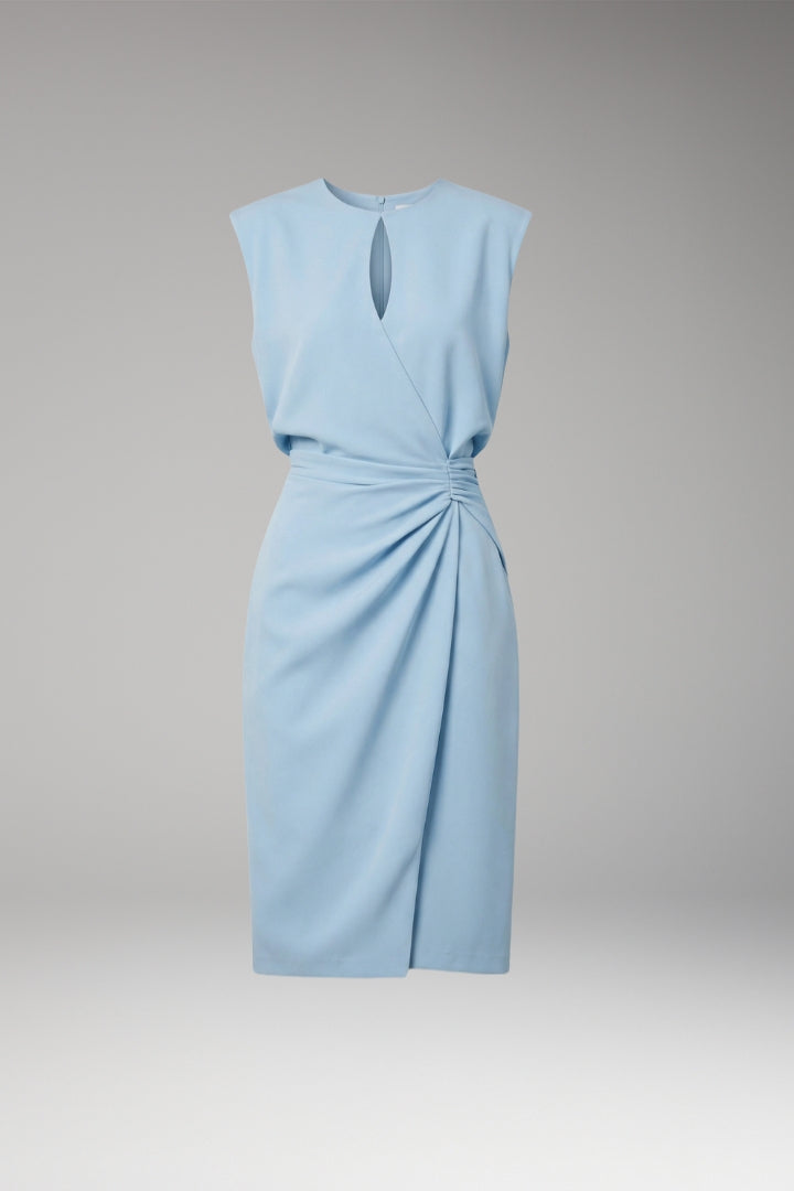 Women's Midi Dress with Keyhole Neck and Fitted Waist