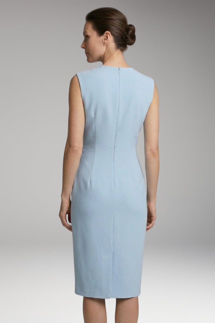 Women's Midi Dress with Keyhole Neck and Fitted Waist