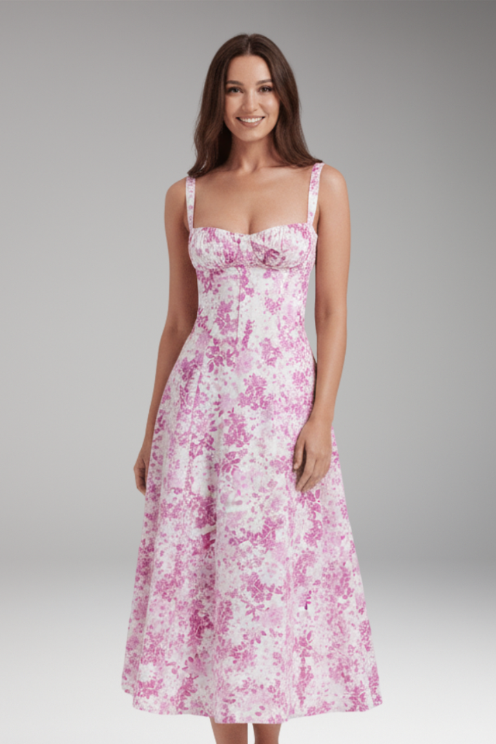 Women's Midi Dress with Strap Neck and Front Slit