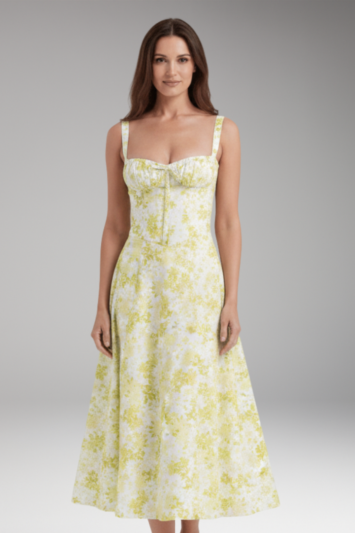 Women's Midi Dress with Strap Neck and Front Slit