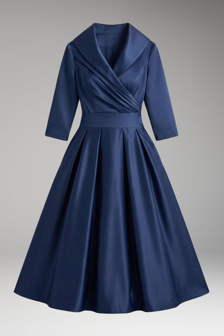 Women's Midi Dress with V-Neck and Wrap Bodice