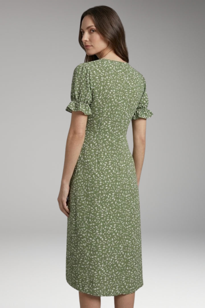 Women's Midi Dress with V-Neck and Wrap Design