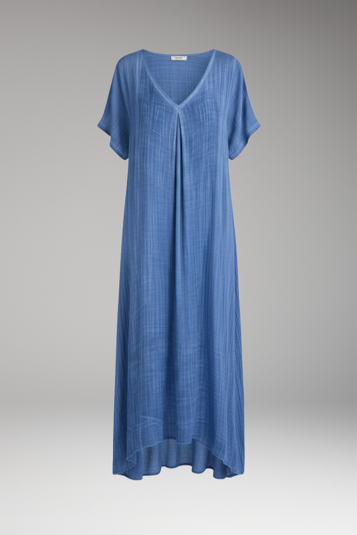 Women's Midi Dress with V Neck and Short Sleeves