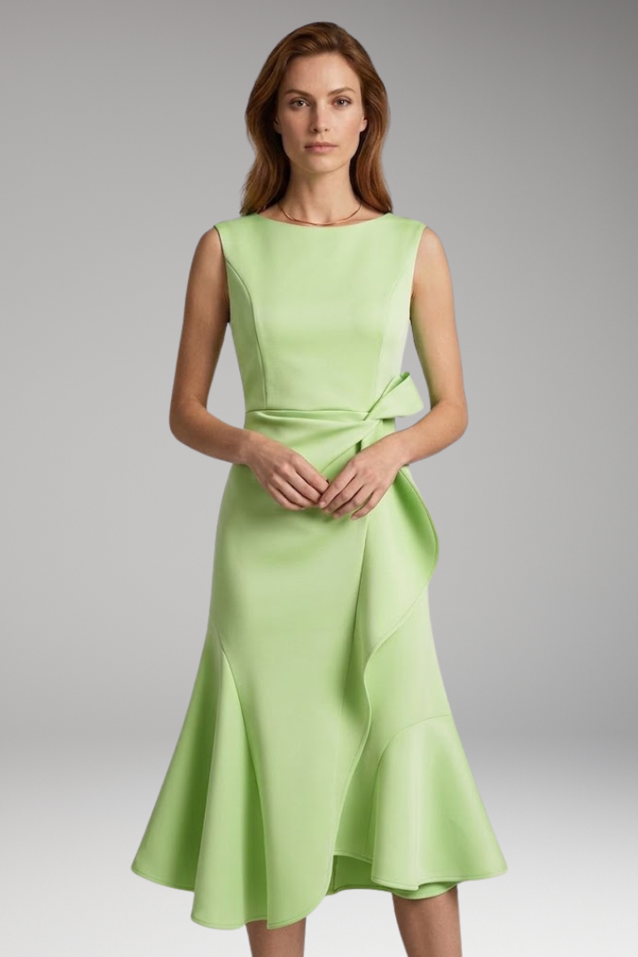 Women's Midi Dress with Wrap Detail and Asymmetrical Hem