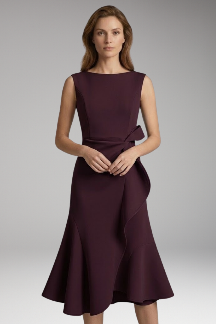 Women's Midi Dress with Wrap Detail and Asymmetrical Hem