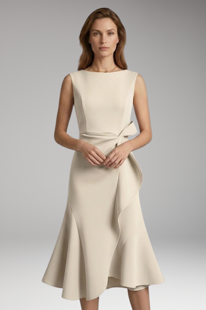 Women's Midi Dress with Wrap Detail and Asymmetrical Hem