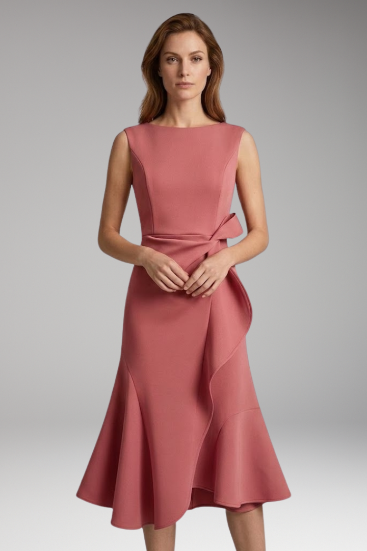 Women's Midi Dress with Wrap Detail and Asymmetrical Hem