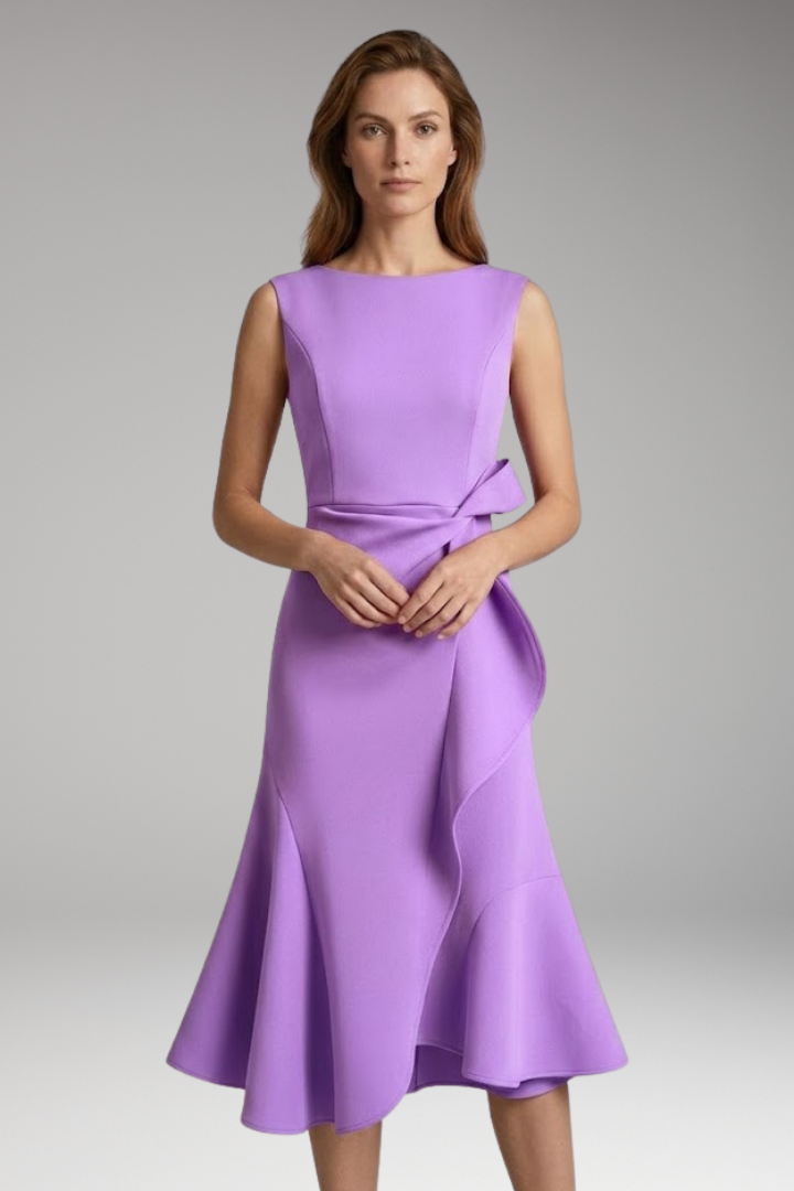 Women's Midi Dress with Wrap Detail and Asymmetrical Hem
