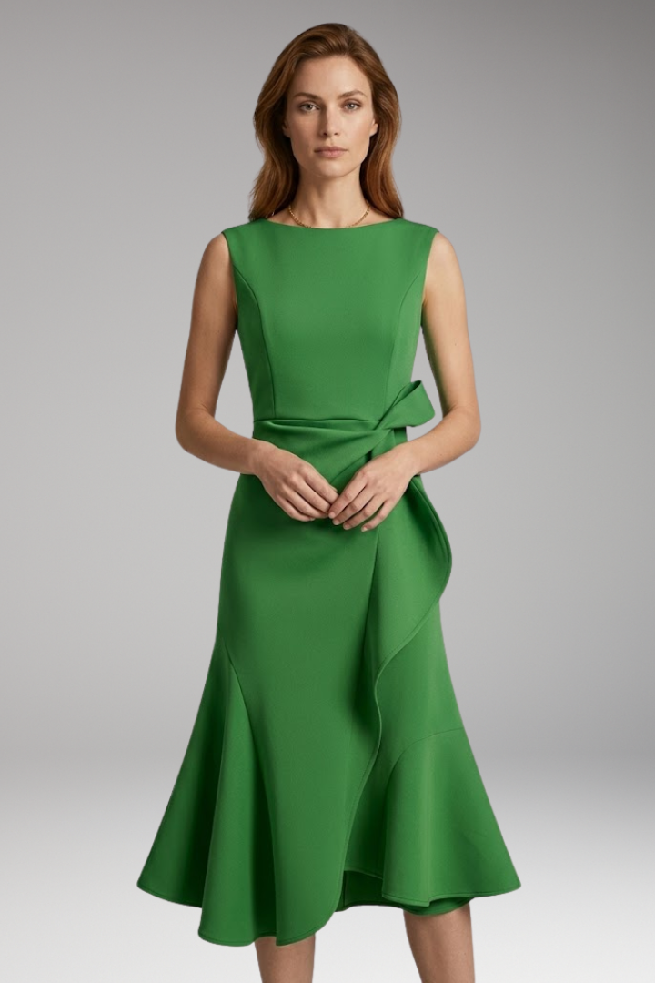 Women's Midi Dress with Wrap Detail and Asymmetrical Hem