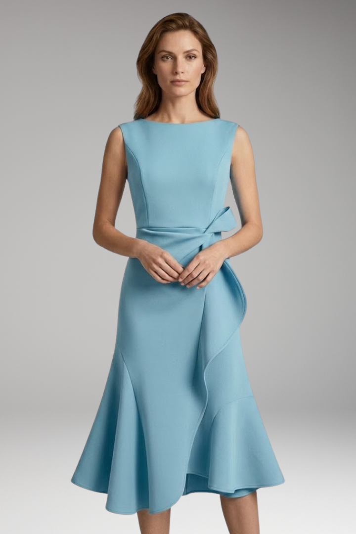 Women's Midi Dress with Wrap Detail and Asymmetrical Hem