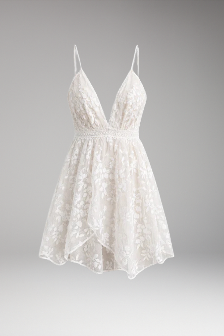 Women's Mini Dress with Deep V-Neckline for Summer