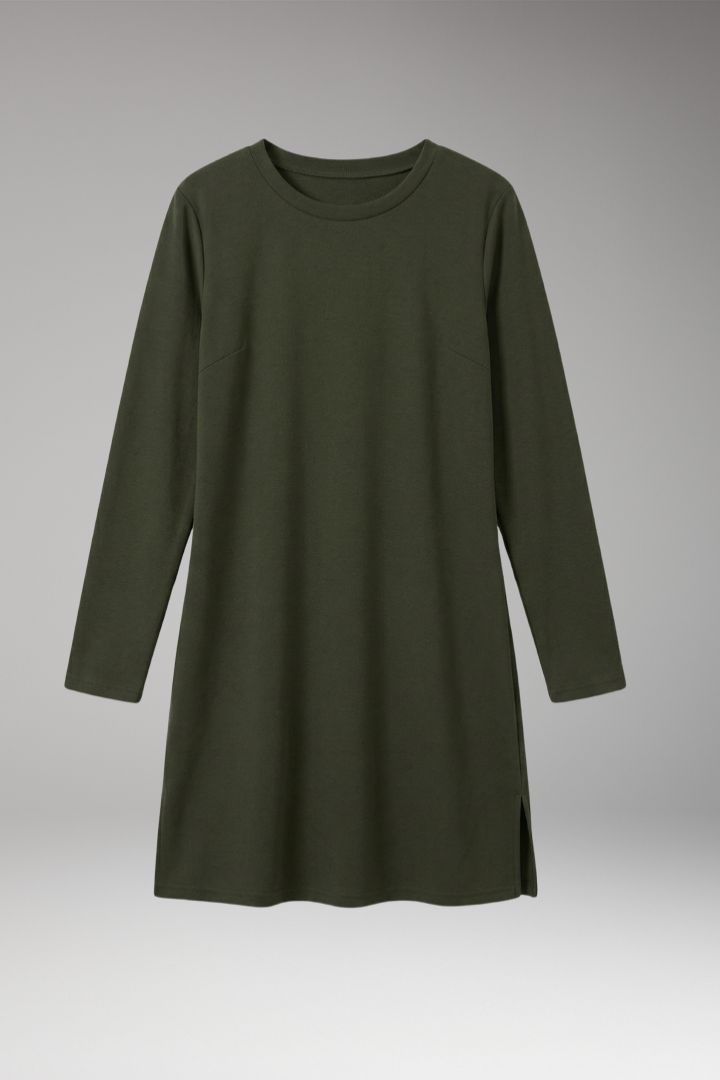Women's Mini Dress with Long Sleeves and Side Slit