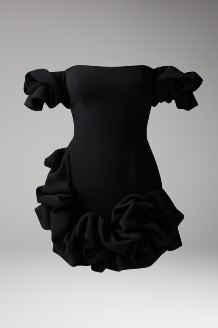 Women's Mini Dress with One Shoulder and Ruffle Hem