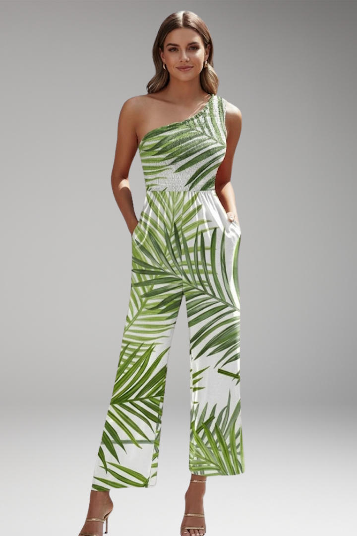 Women's One Shoulder Jumpsuit with  Side Pockets