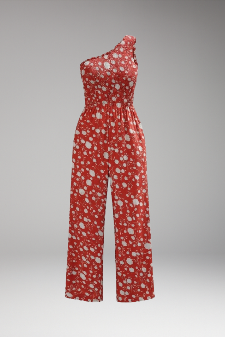 Women's One Shoulder Jumpsuit with  Side Pockets
