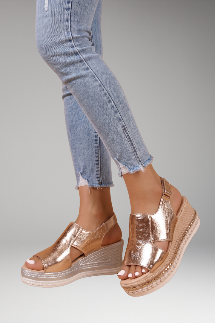 Women's Orthopedic Sandals with Contoured Sole and Star Pattern
