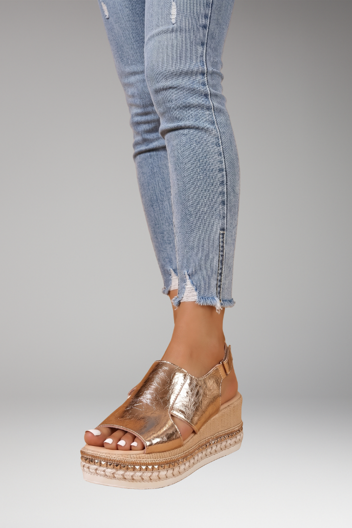 Women's Orthopedic Sandals with Contoured Sole and Star Pattern