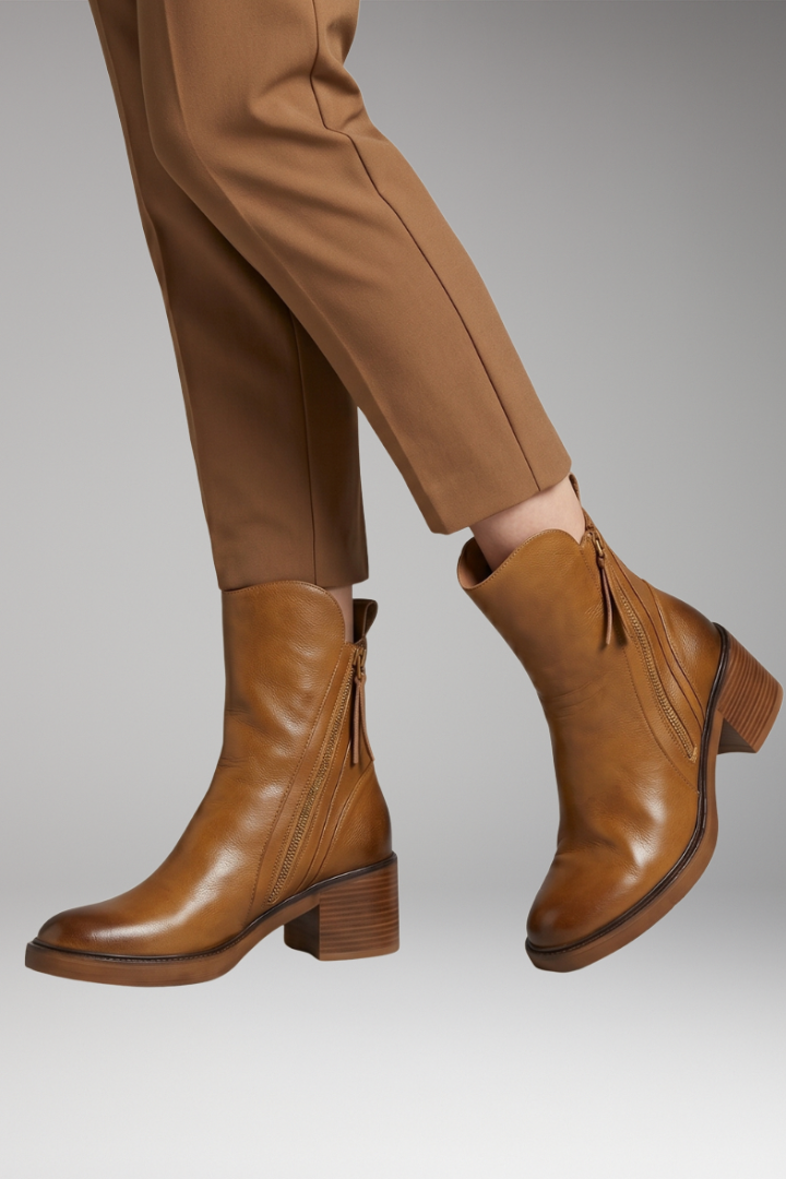 Women's Orthopedic Boots with Block Heels and Side Zippers