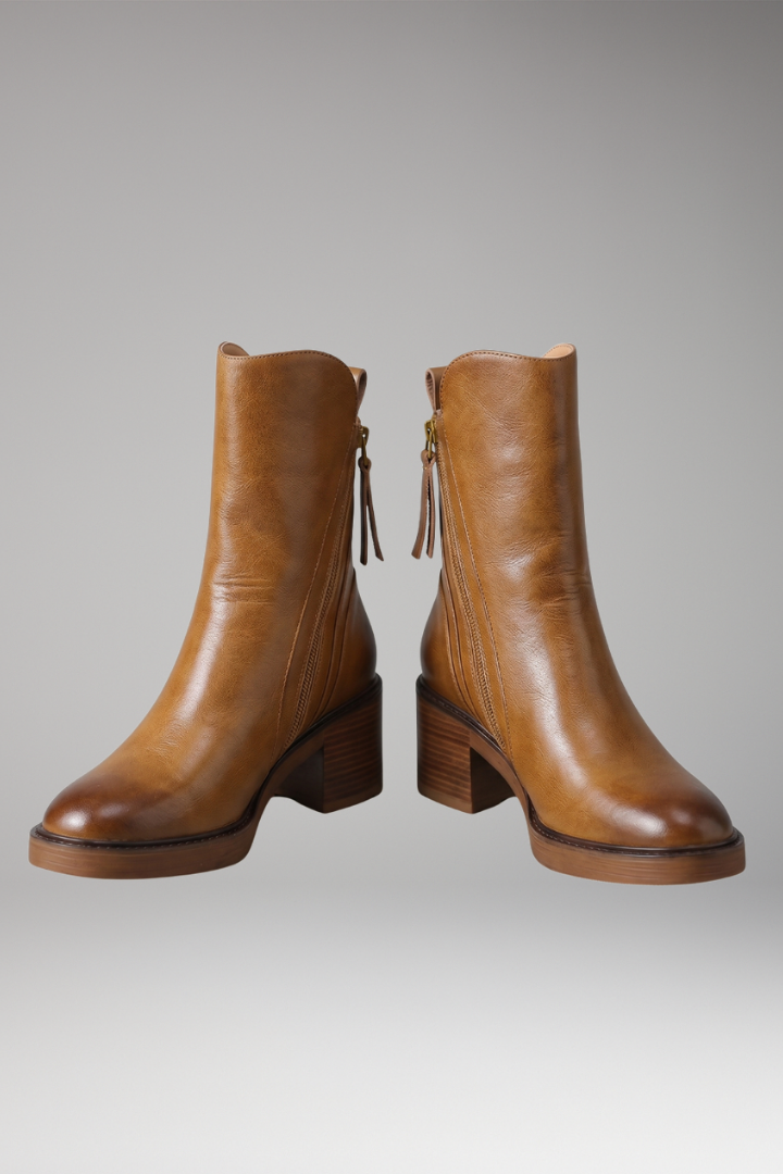 Women's Orthopedic Boots with Block Heels and Side Zippers