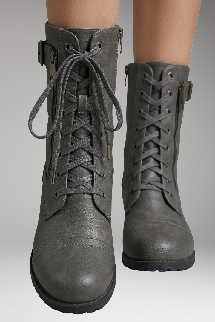 Women's Orthopedic Boots with Side Zippers and Rounded Toes