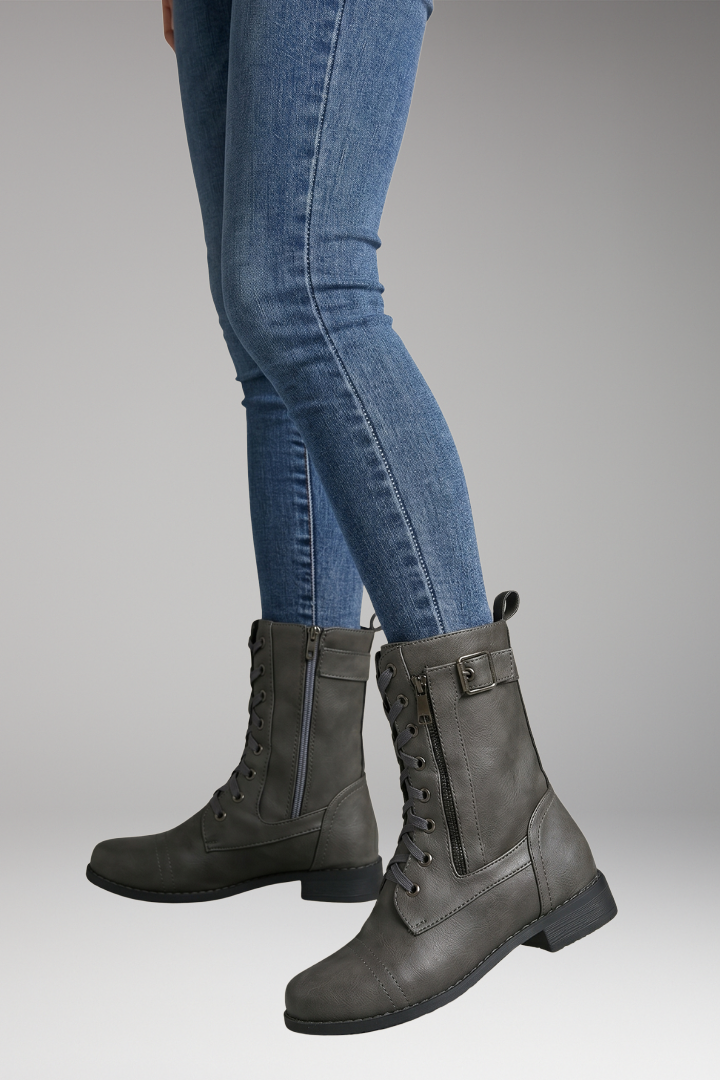 Women's Orthopedic Boots with Side Zippers and Rounded Toes