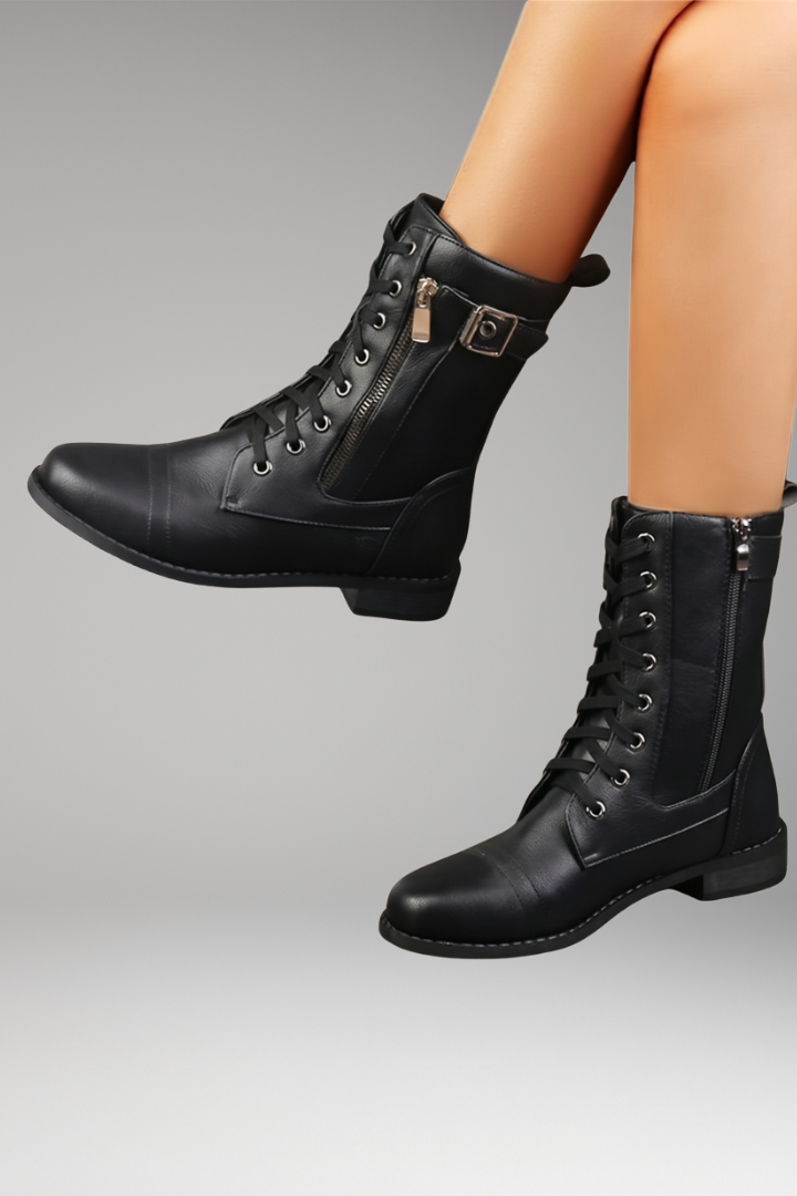 Women's Orthopedic Boots with Side Zippers and Rounded Toes