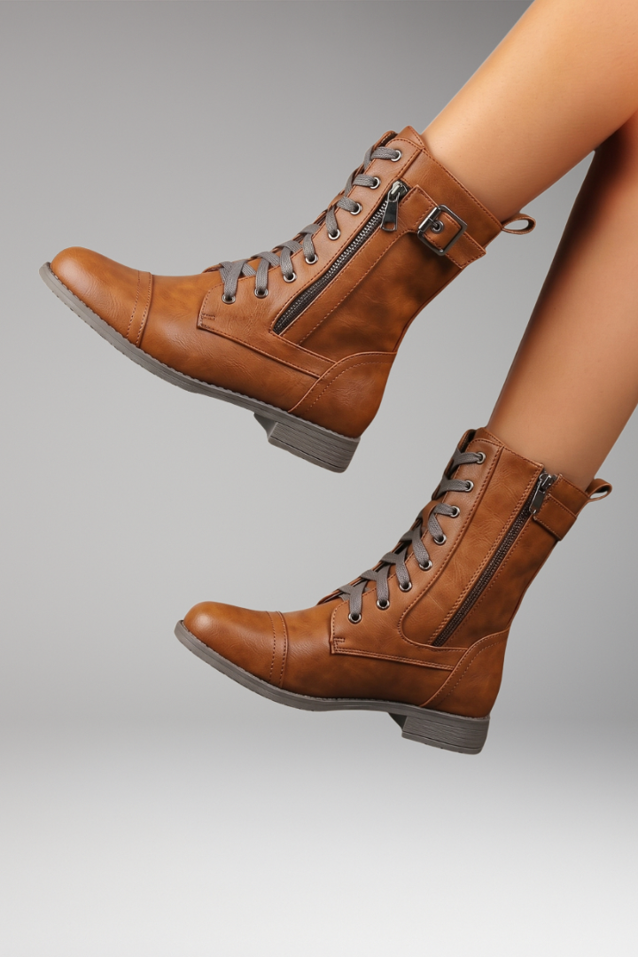 Women's Orthopedic Boots with Side Zippers and Rounded Toes