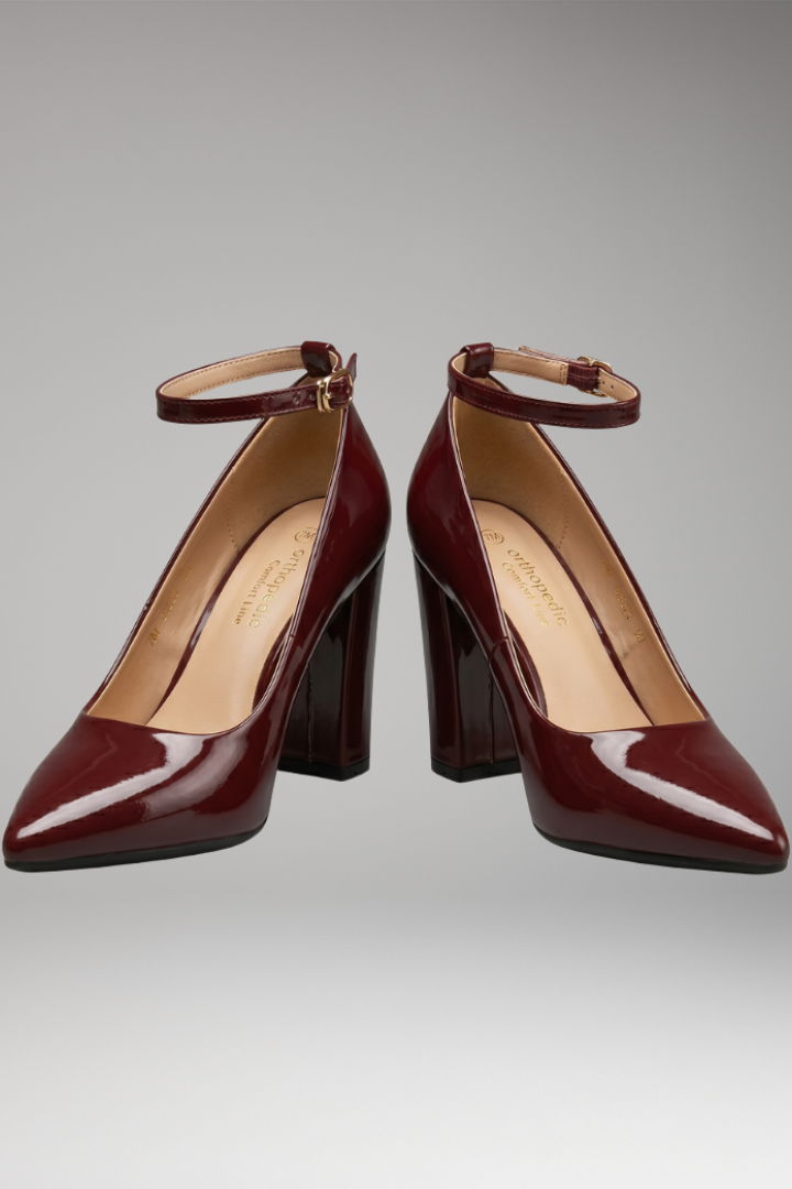 Women's Orthopedic Heels with T-Strap and Square Heels
