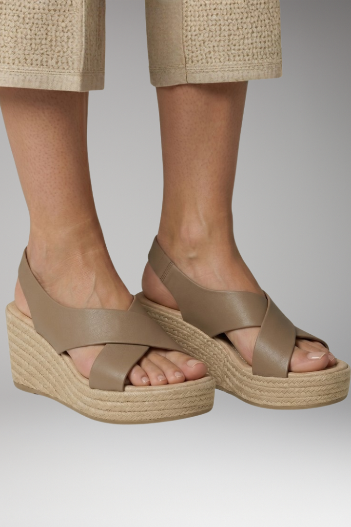 Women's Orthopedic Sandals with Espadrille Wedge and Adjustable Straps