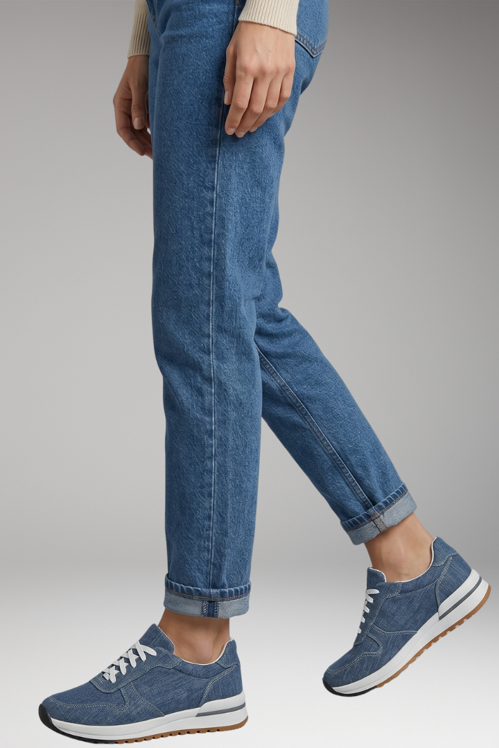 Women's Orthopedic Sneakers with Denim Fabric and Padded Soles