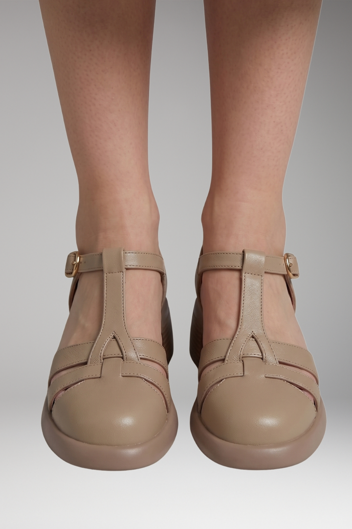 Women's Orthopedic T-Strap Block Heel Shoes with Cushioned Insole and Adjustable Strap