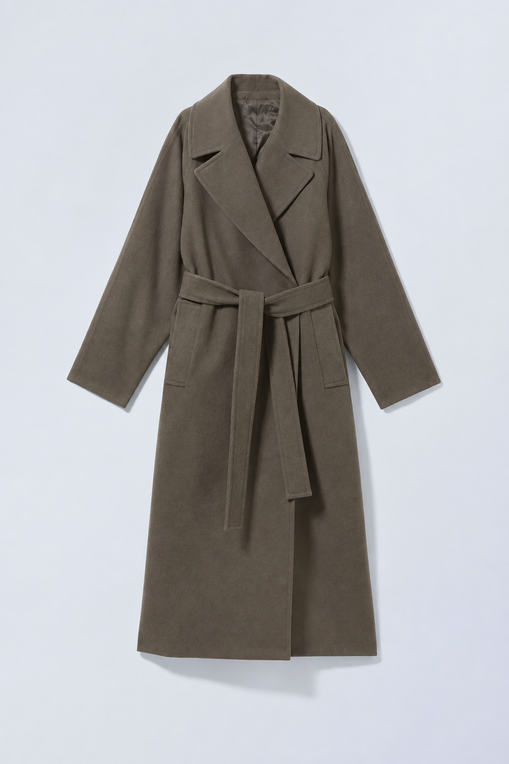Women's Oversized Belted Wool Coat Maxi Length