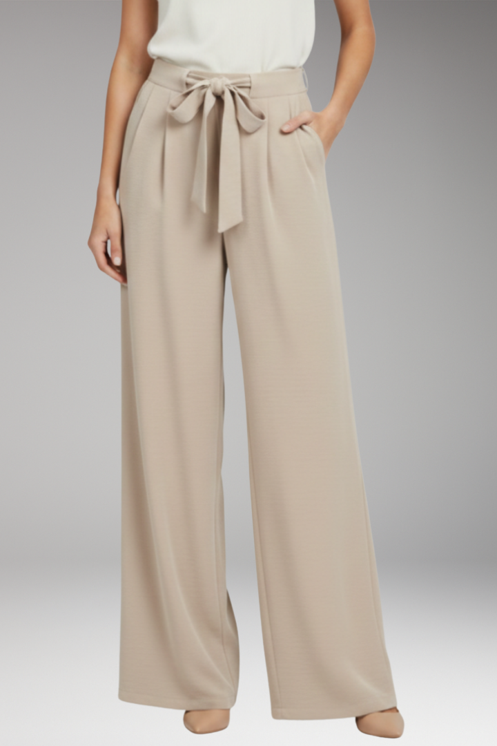 Women's Palazzo Pants with High Waist and Drawstring