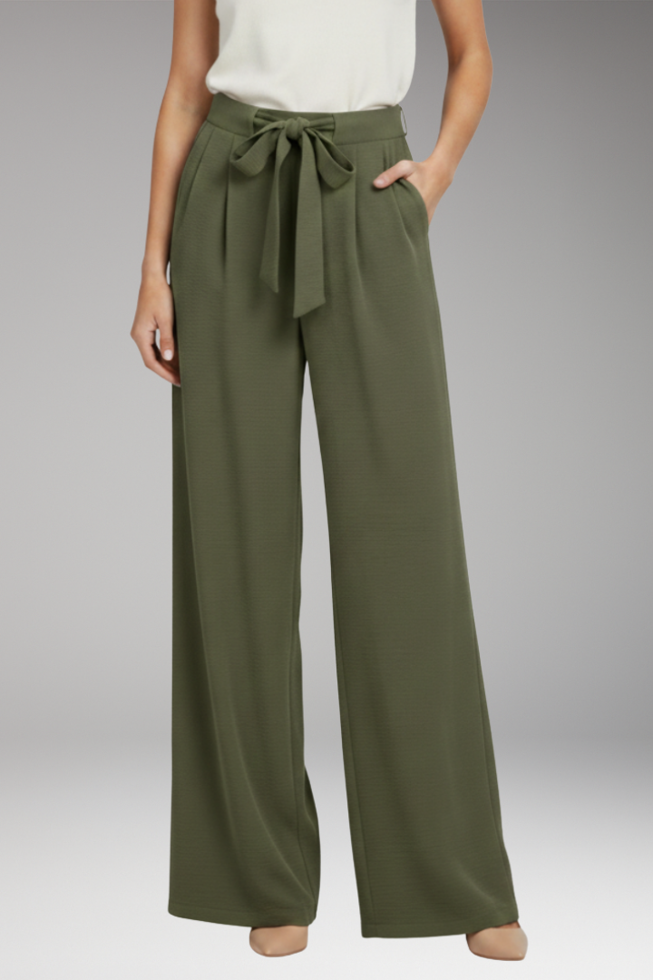 Women's Palazzo Pants with High Waist and Drawstring