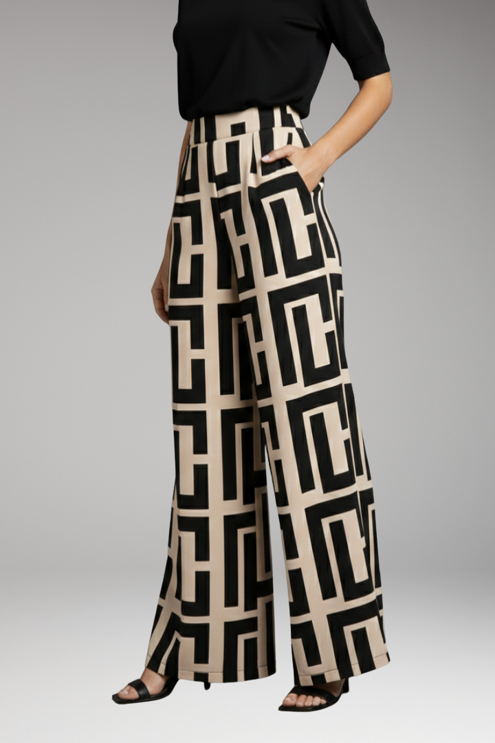Women's Palazzo Trousers with Graphic Pattern
