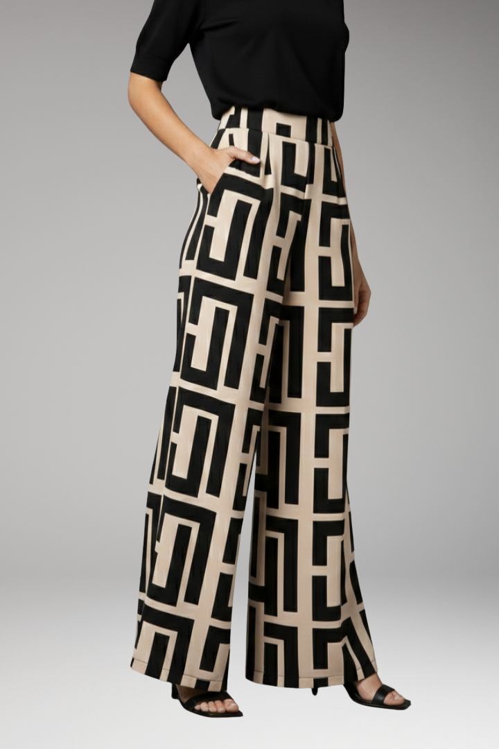 Women's Palazzo Trousers with Graphic Pattern