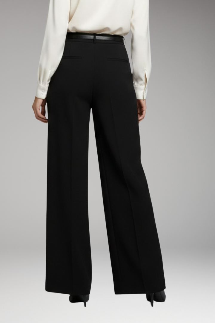 Women's Palazzo Trousers with High Waist and Tie Belt