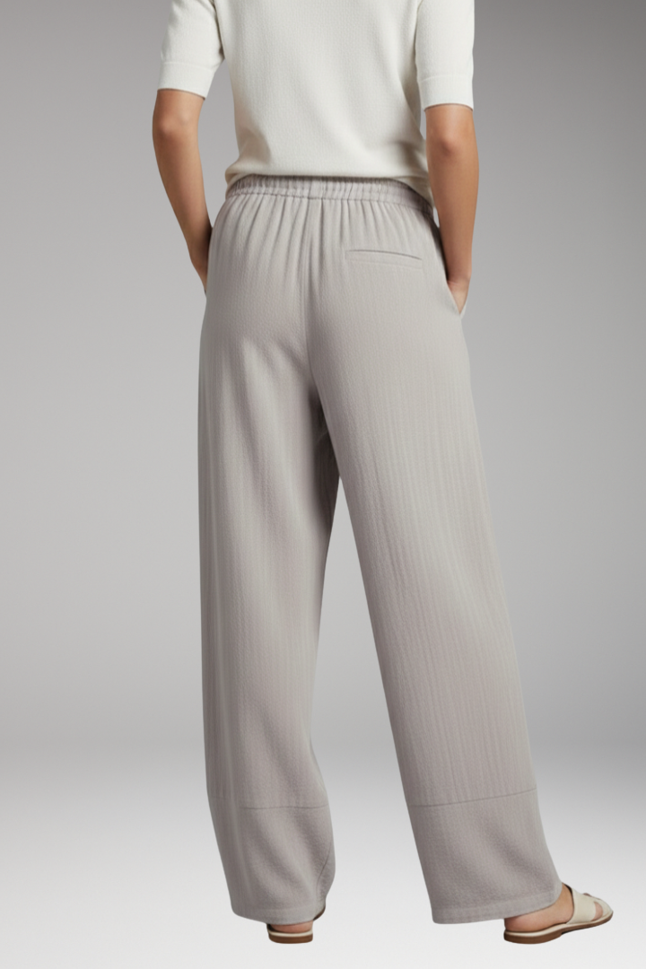 Women's Palazzo Trousers with Pockets and Textured Surface