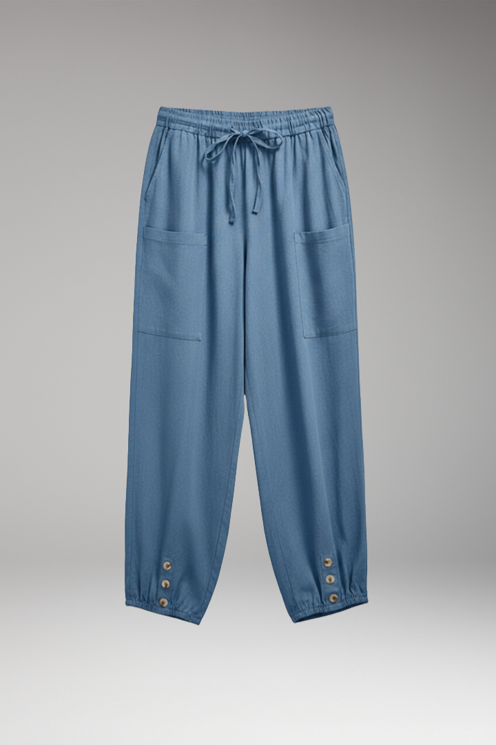 Women's Pants with Drawstring Waist and Side Pockets