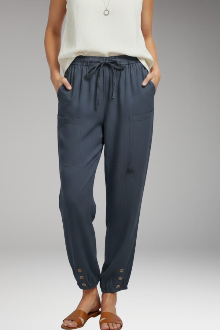 Women's Pants with Drawstring Waist and Side Pockets