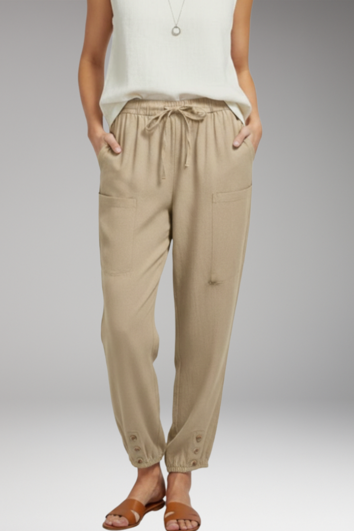 Women's Pants with Drawstring Waist and Side Pockets