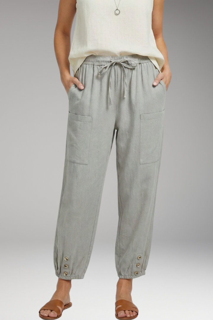 Women's Pants with Drawstring Waist and Side Pockets