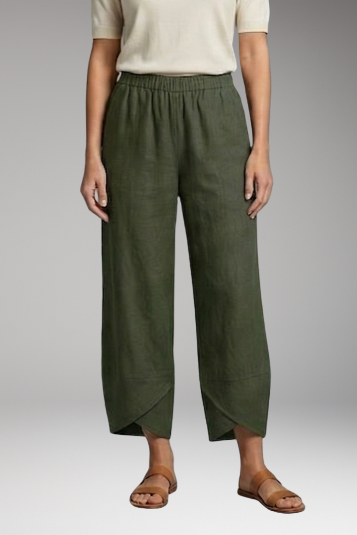 Women's Pants with Wide Legs and Side Pockets