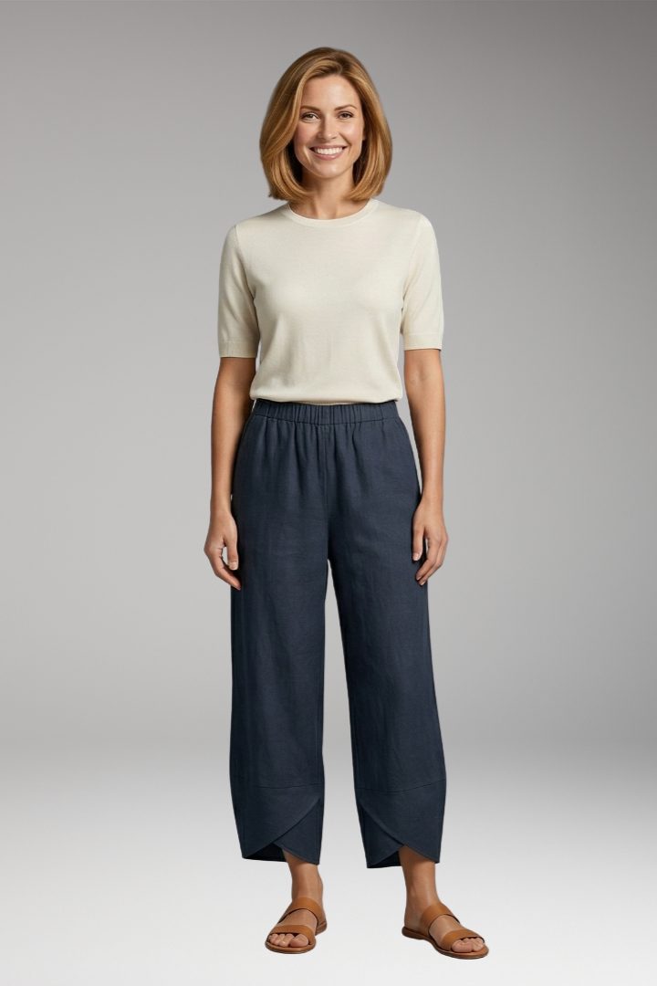 Women's Pants with Wide Legs and Side Pockets