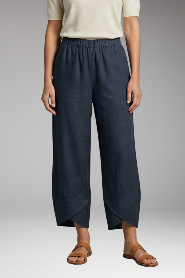 Women's Pants with Wide Legs and Side Pockets