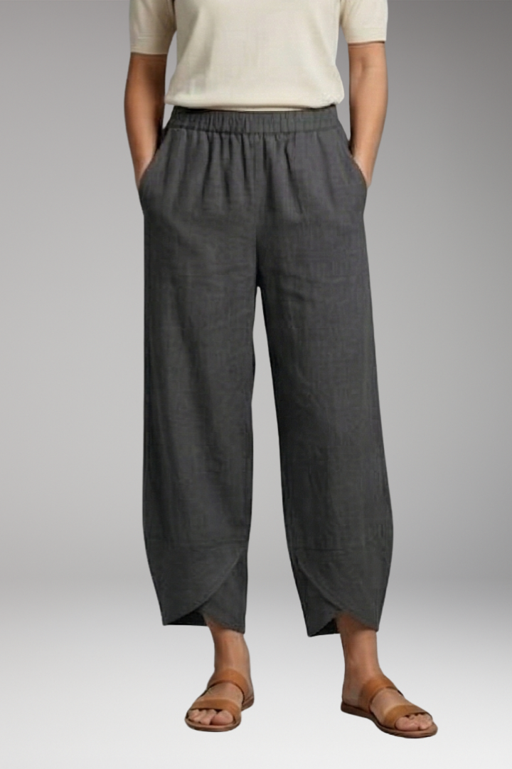 Women's Pants with Wide Legs and Side Pockets