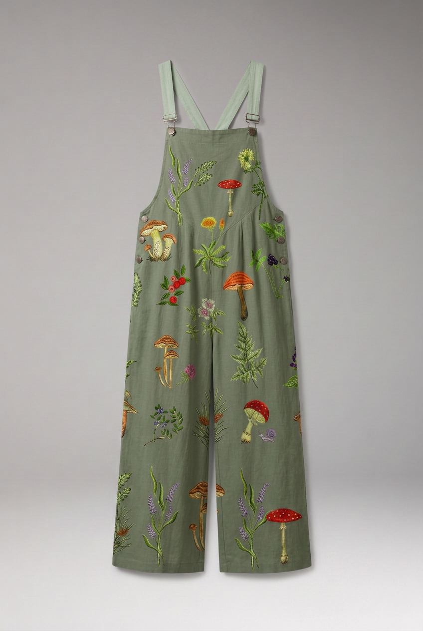 Women's Printed Jumpsuit with Adjustable Straps and Wide Legs